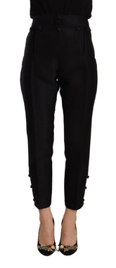 DsquaredΒ² Black Wool High Waist Skinny Women Pants -   -  DsquaredΒ².